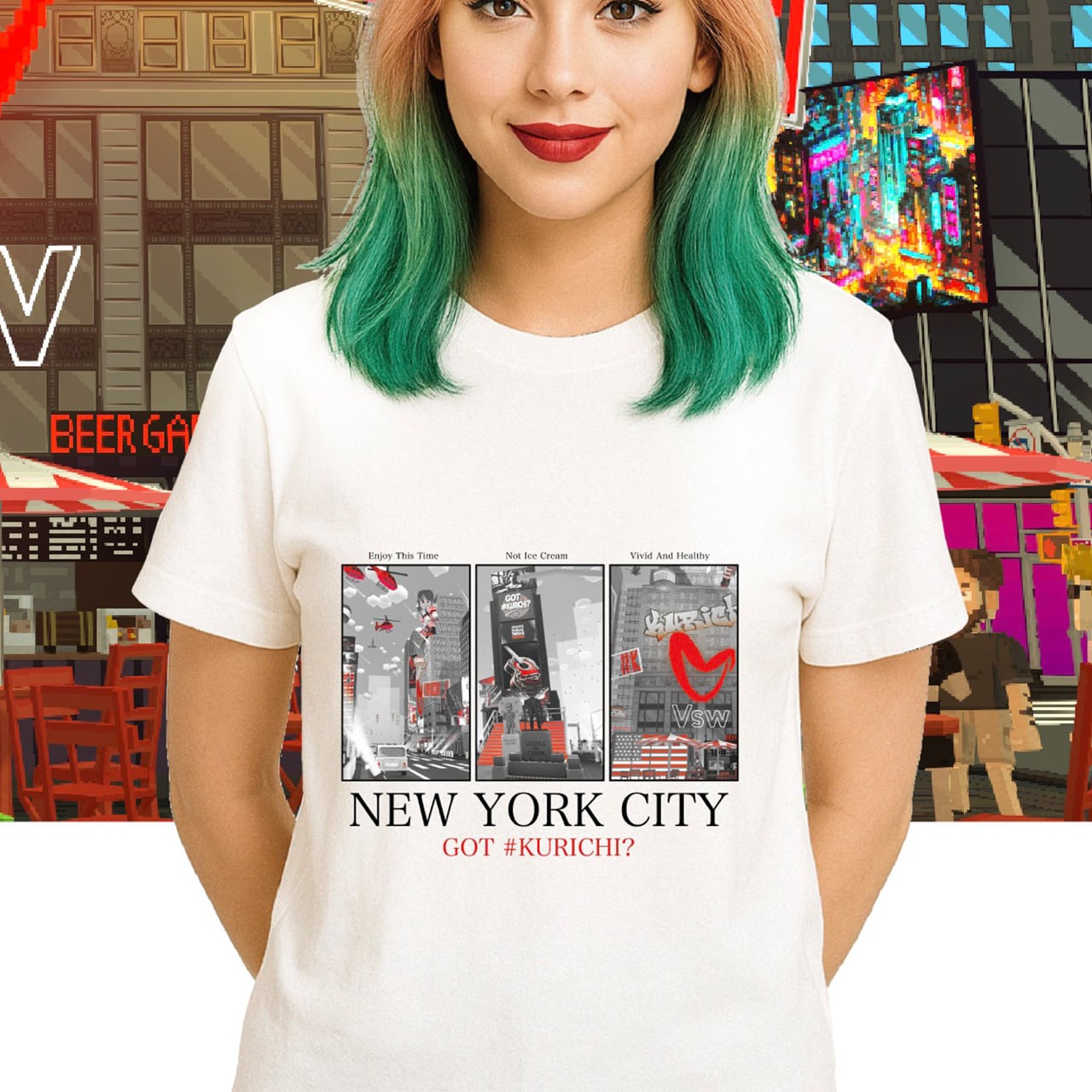 KURICHI T-shirt white（NYC 3parts）